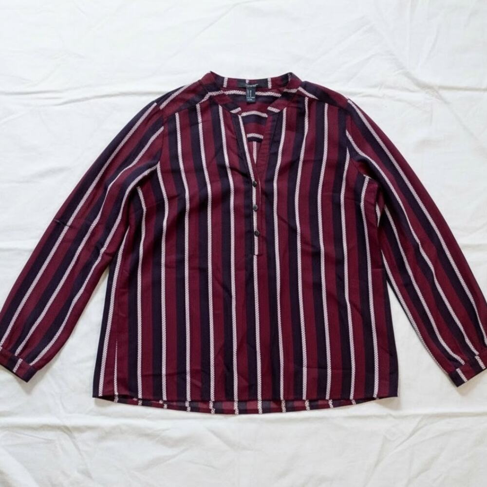 Forever 21 Striped Red White Blouse Shirt Top Womens Medium